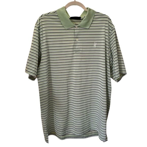 Ashworth Other - Ashworth Green Black White Striped Golf Polo Shirt XL